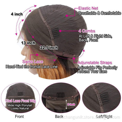 Uniky Wholesale 100% Virgin Human Hair Wig Vendor Supply Two Tone Ombre 1b 27 Human Hair Ladies Front Lace Wig With Baby Hair